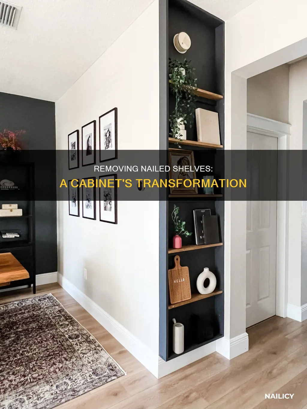 how to remove nailed in shelf in cabinet