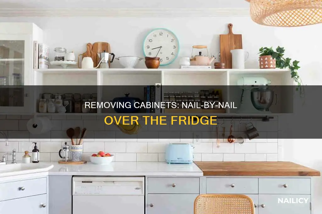 how to remove old cabinets held with nails above refrigerator