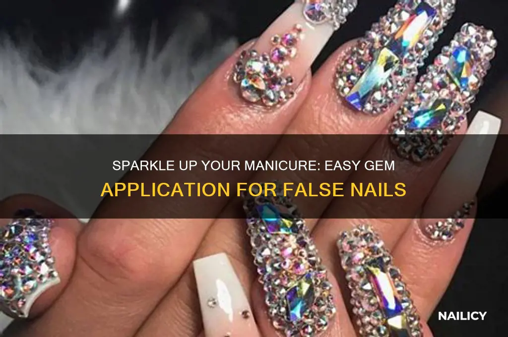 how to stick gems on false nails