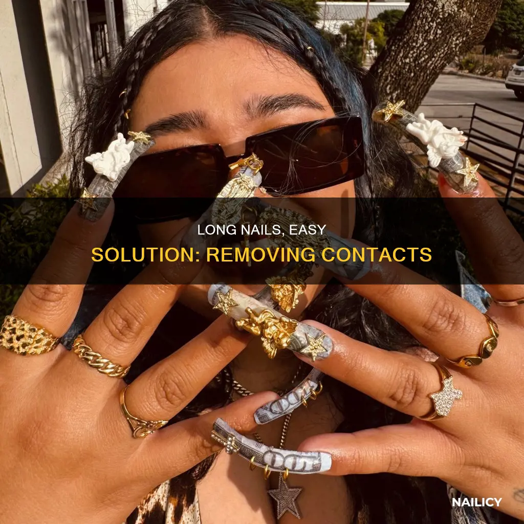 how to take a contact out with long nails