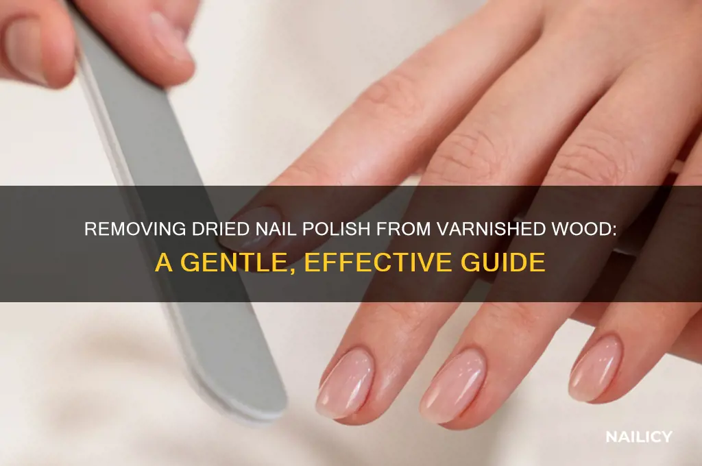 how to take dried nail polish off a varnished wood
