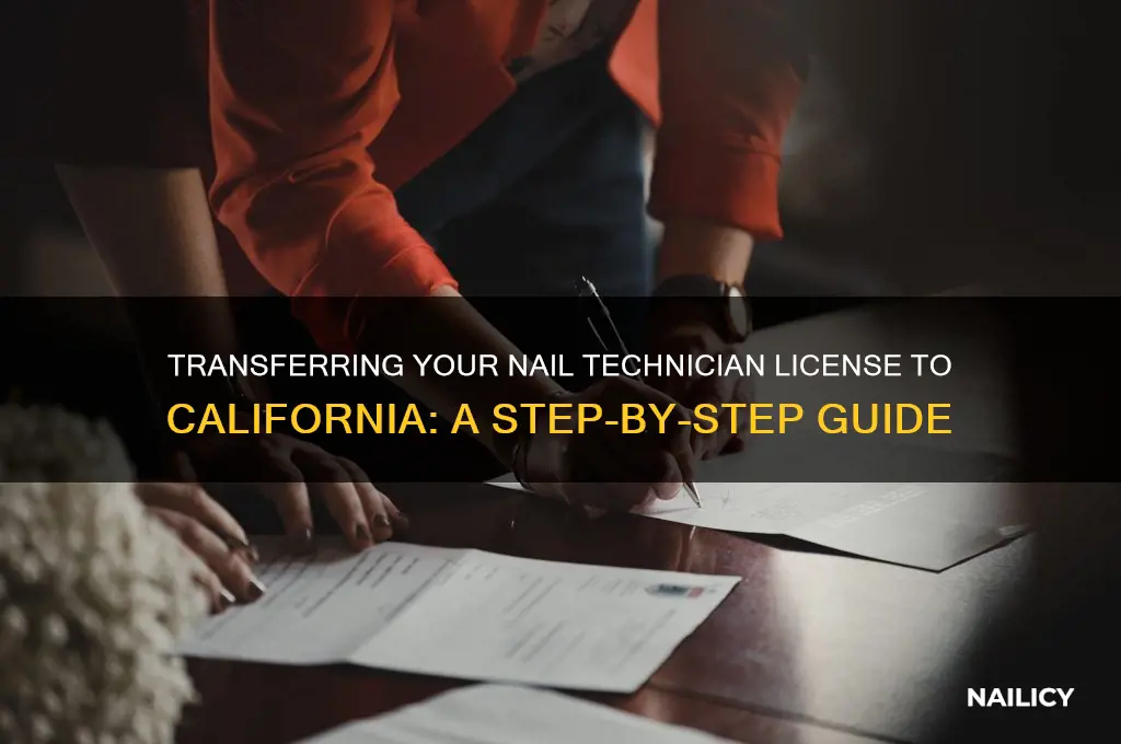 how to transfer the nail certificate to california
