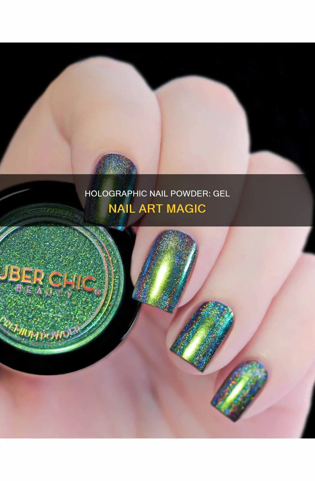 how to use holographic nail powder on gel nails