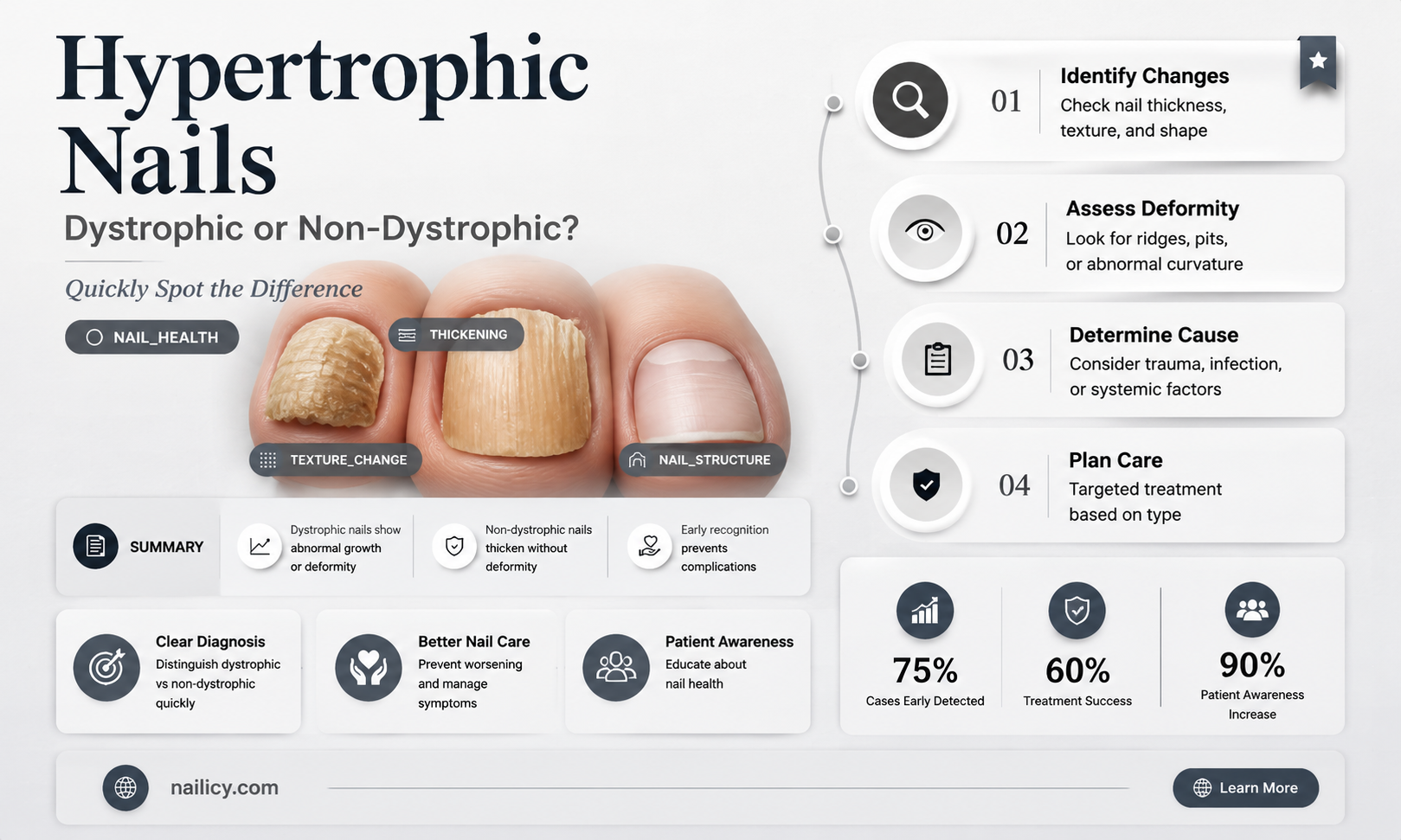 are hypertrophic nails dystophic nails or non dystrophic