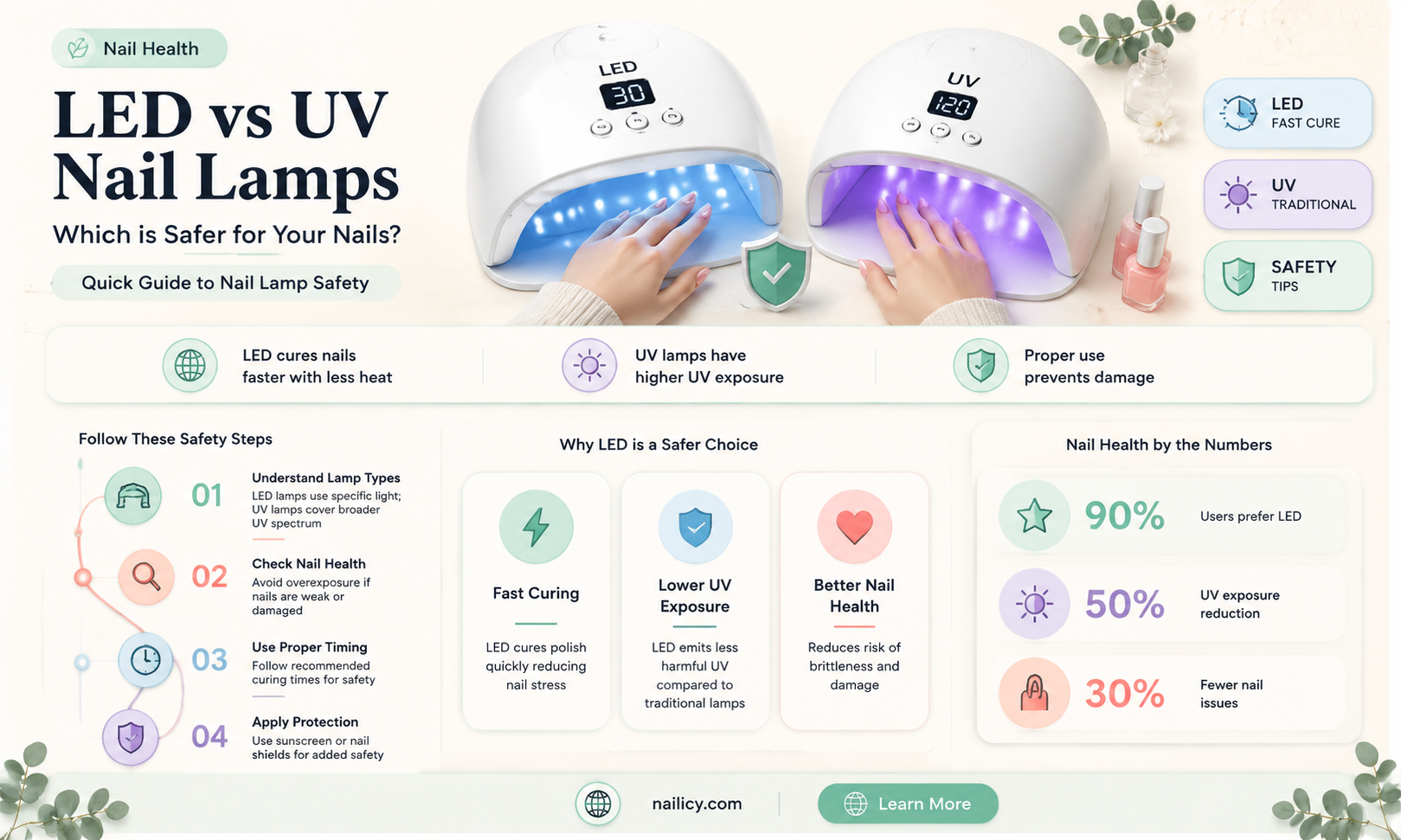 are led nail lamps safer than uv