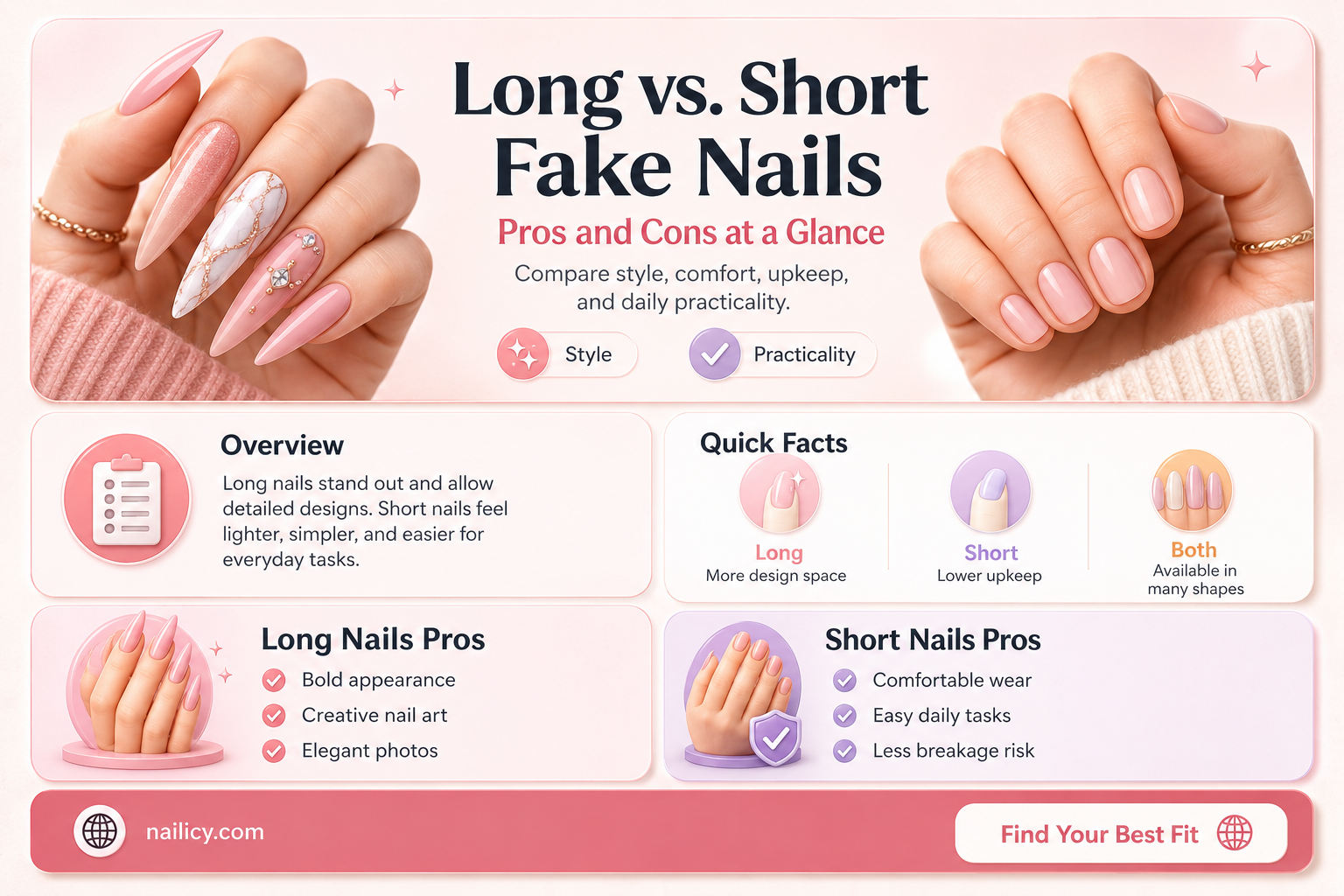 are long or short fake nails better