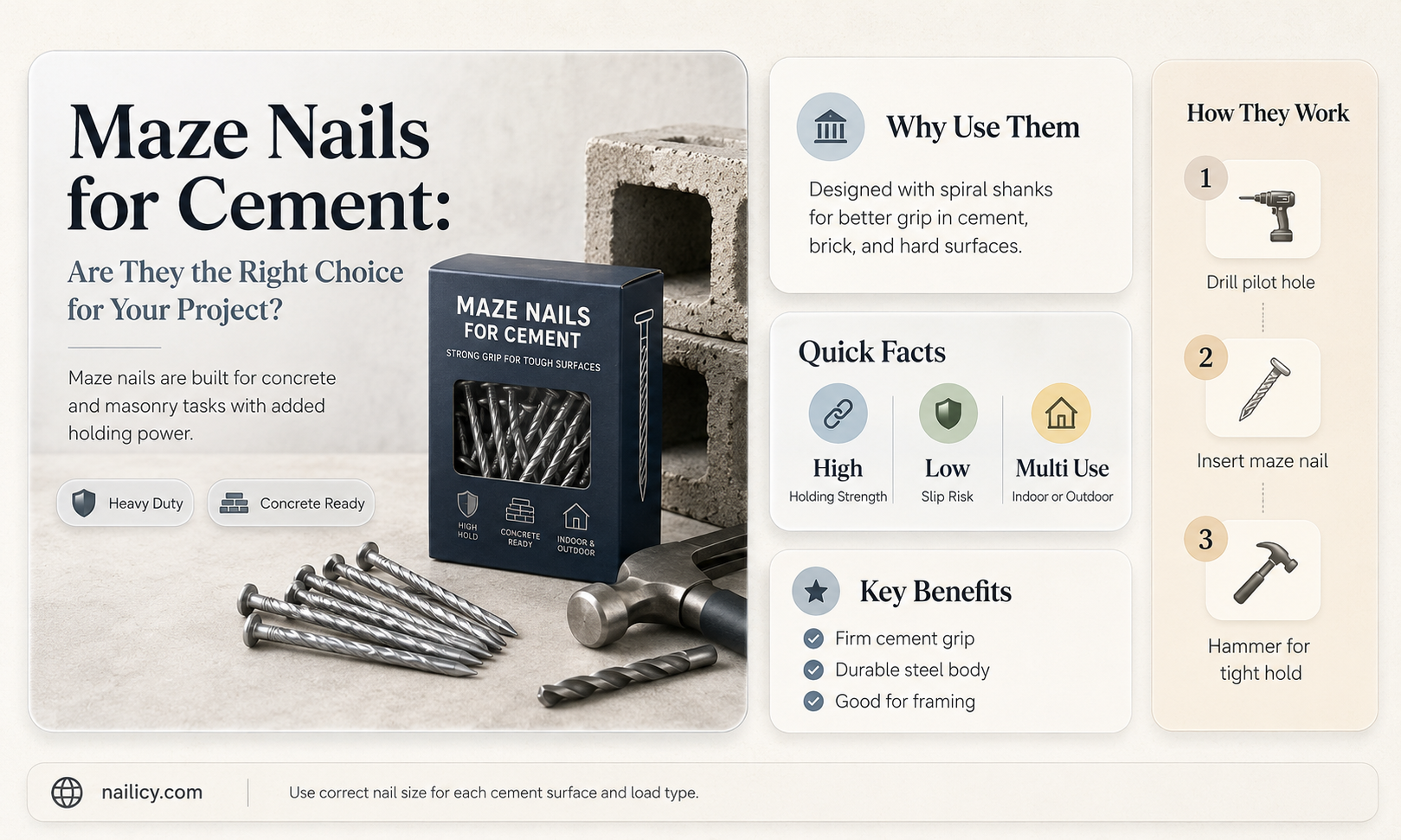 are maze nails for cement