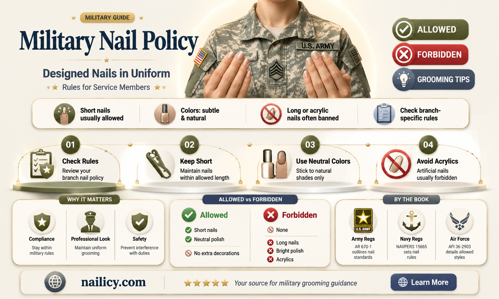 are design nails allowed with military uniforms