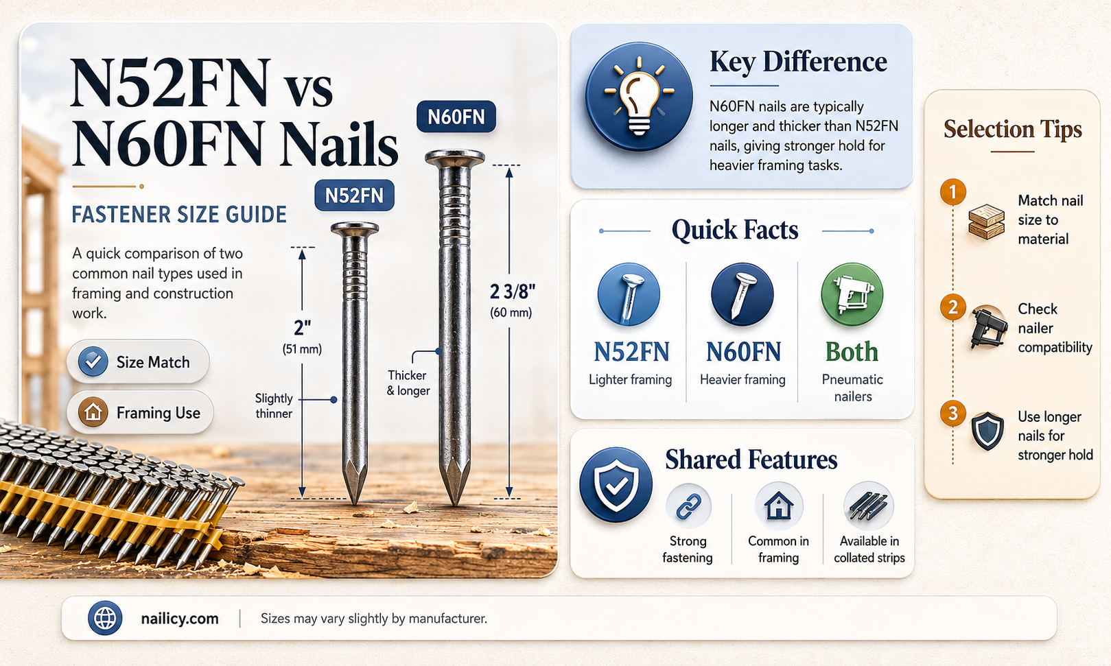 are n52fn and n60fn nails the same