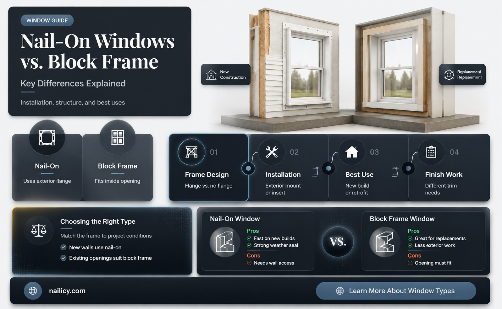 are nail on windows same as block frame