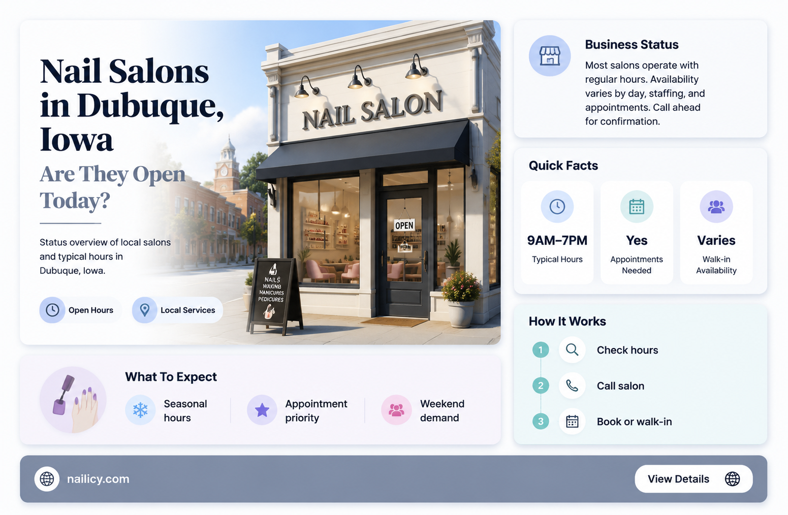 are nail salons open in dubuque iowa