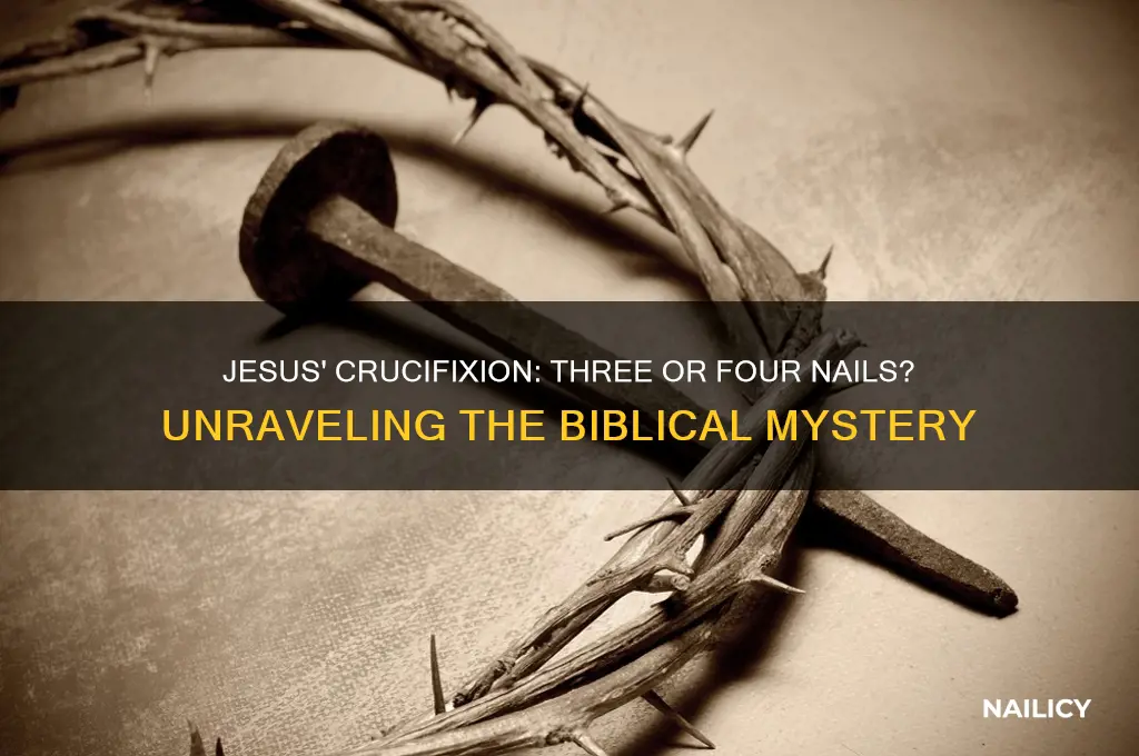 was jesus striked with three or four nails