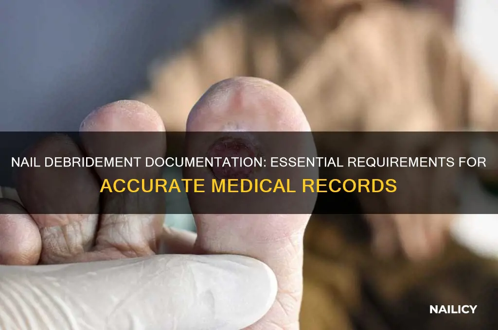 what are the documentation requirements for nail debridement
