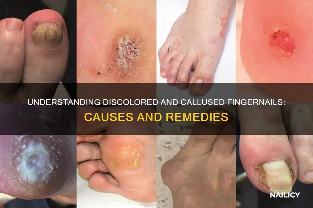 what cause finger nails to discolor and calles