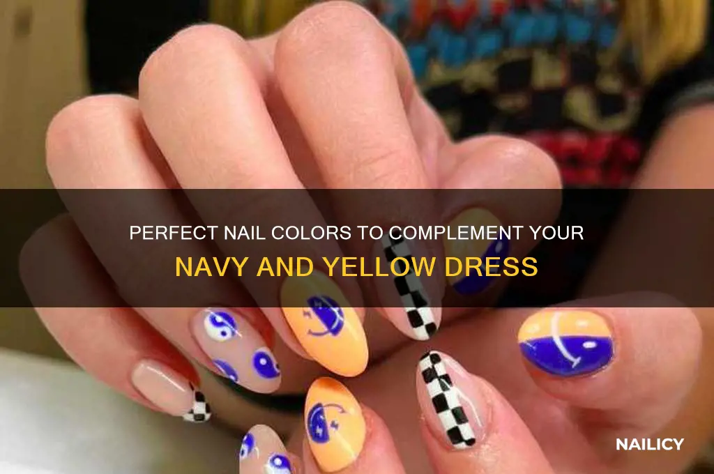 what colour nails with navy and yellow dress