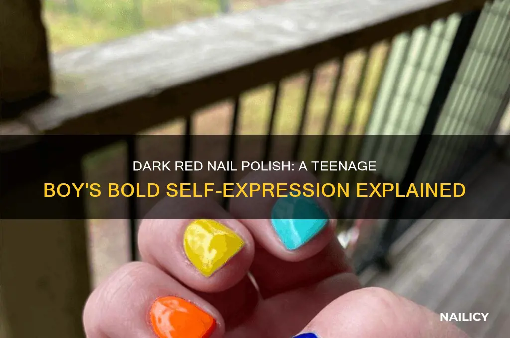 what does dark red nail polish on teenage boy mean