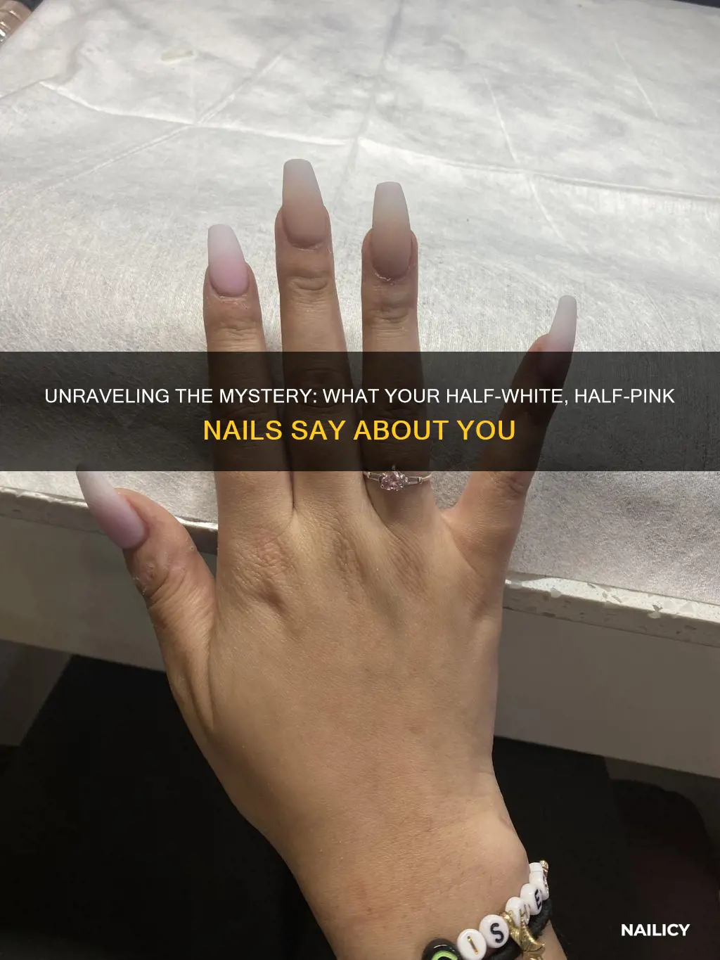 what does half white half pink nails mean