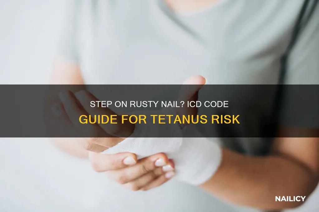 what icd code for step on rusty nail