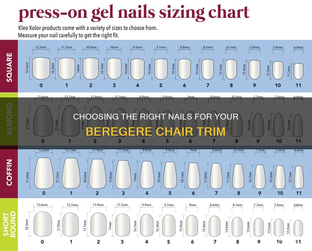 what size nails for trim beregere chair