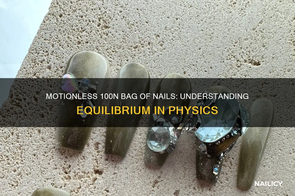 when a 100n bag of nails hangs motionless