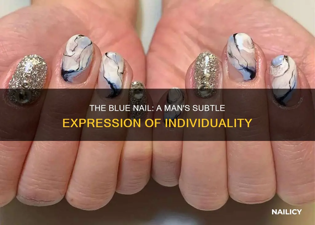 when a man has a nail painted blue meaning