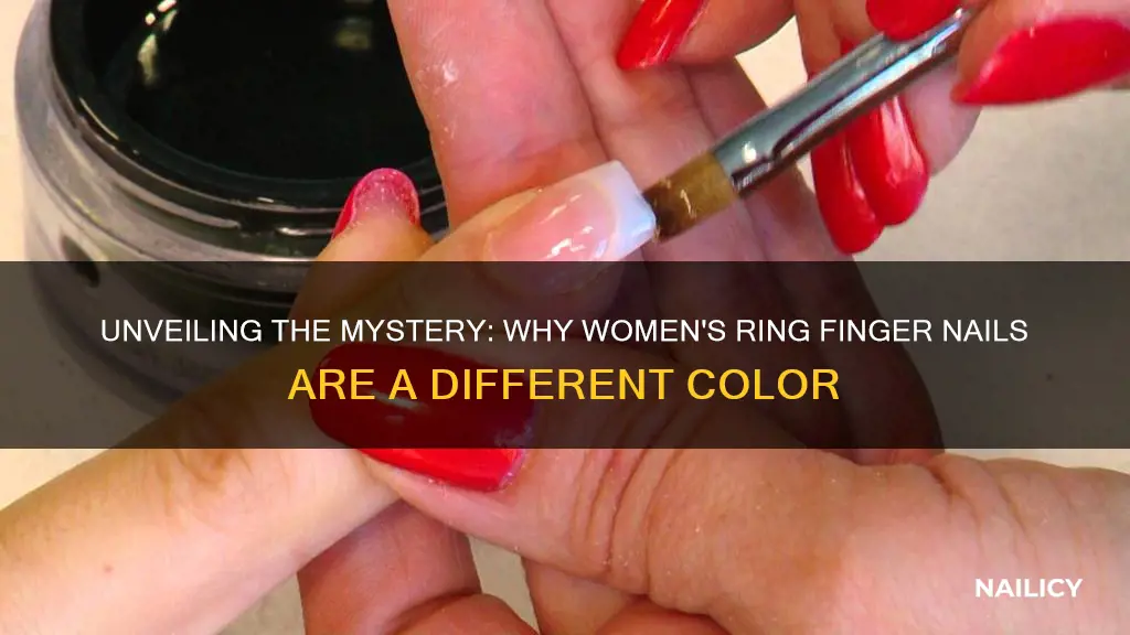 why are womens ring finger nails a different color