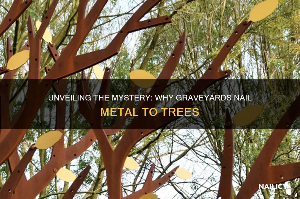 why do graveyards have metal nailed to trees