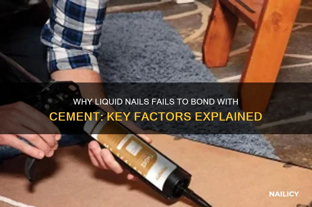 why wont liquid nails bond to cement
